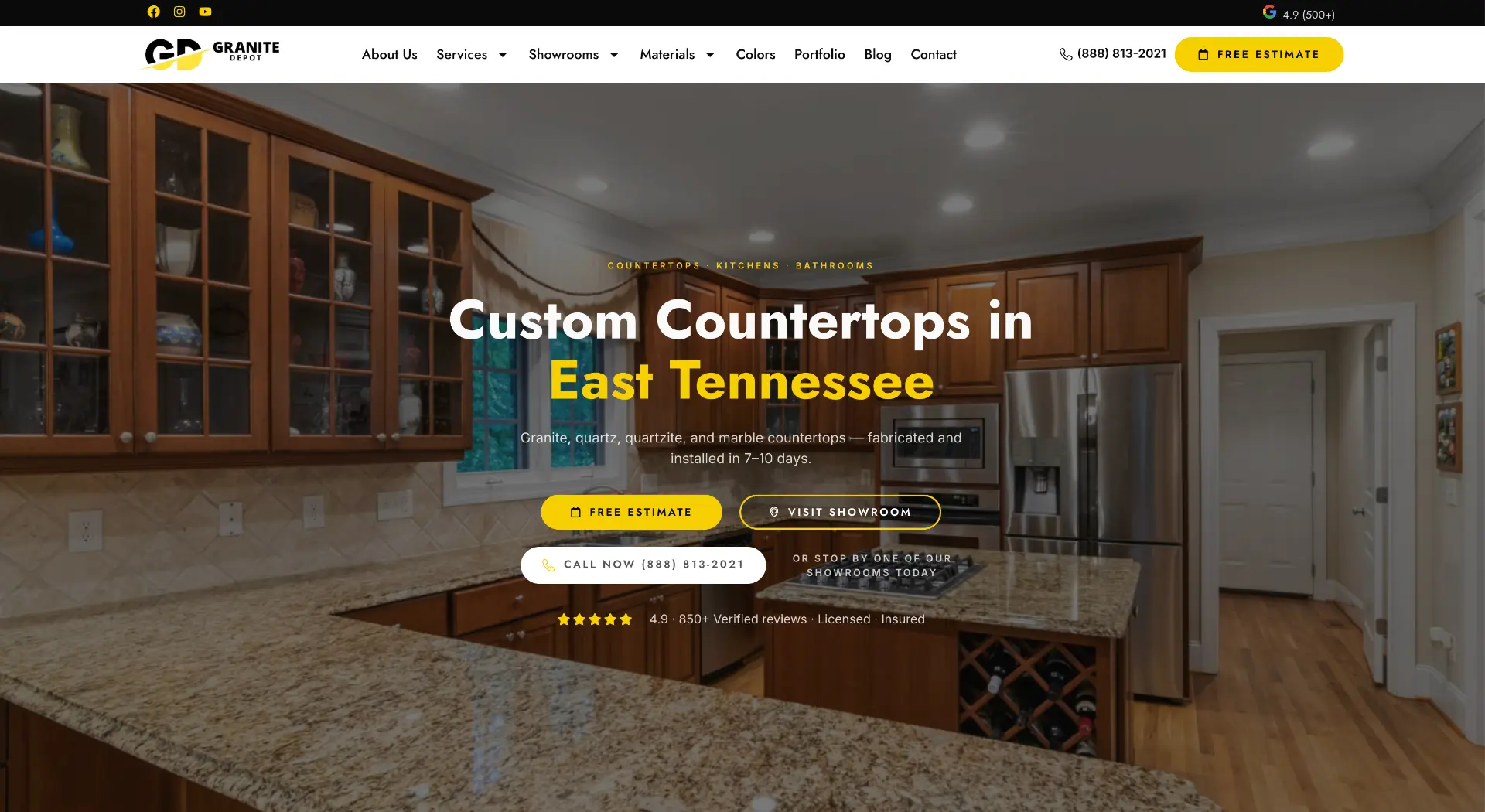 Granite Depot website screenshot