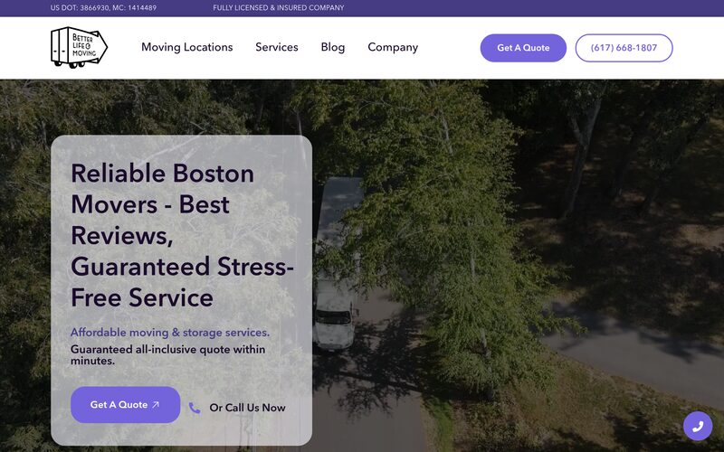My Better Life Moving website screenshot
