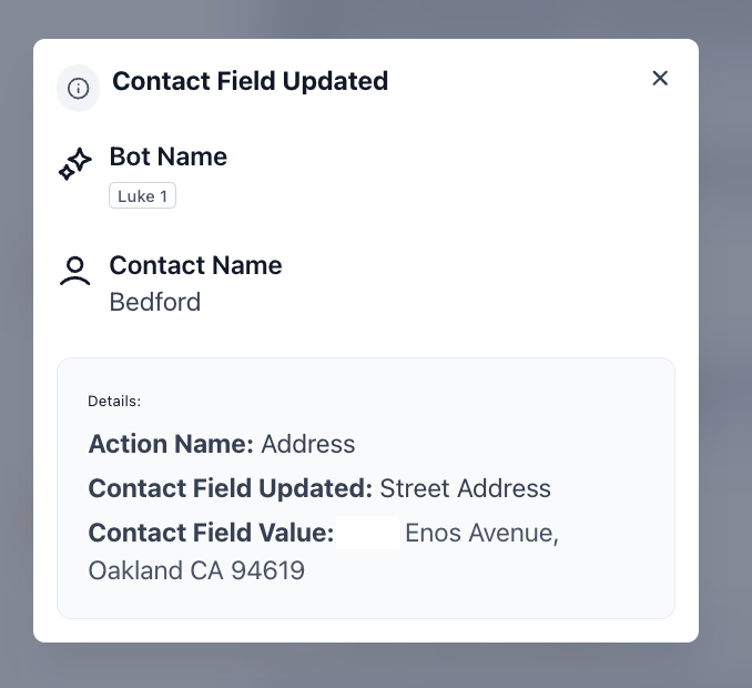 AI bot automatically updating contact street address field