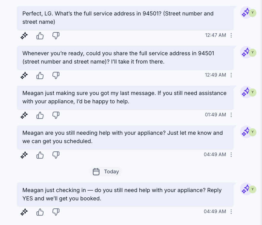 Configurable AI follow-up sequence with multiple timed messages